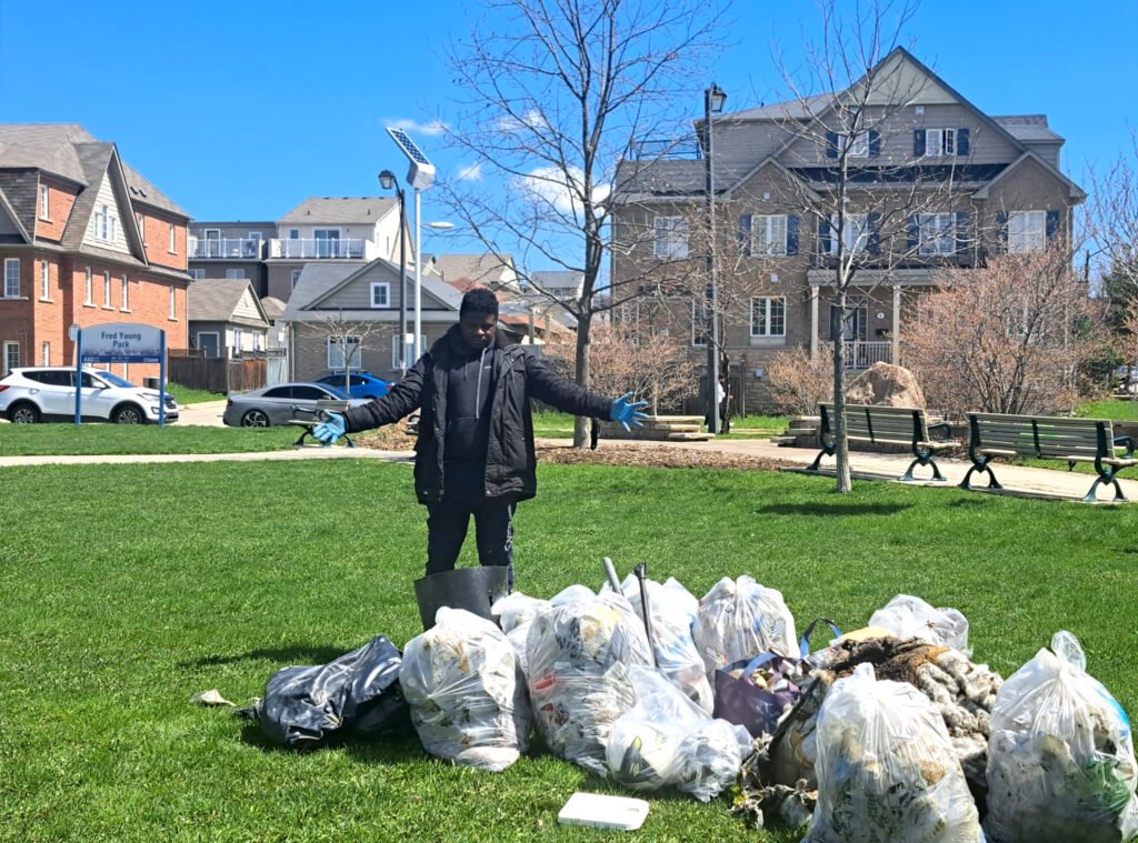 Plastic waste collected by Environmental Education for a Better Earth Canada during Toronto community cleanup